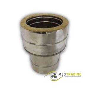 RVS rookkanaal RVS aansluitstuk dubbelwandig - enkelwandig Ø100-150 (vrouwelijk)