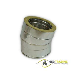 Dubbelwandig rookkanaal RVS, bocht 15° Ø100-150