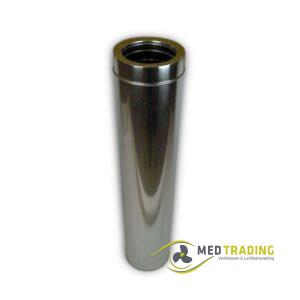 Dubbelwandig rookkanaal RVS, Ø100-150, 1000mm pijp