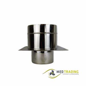 Dubbelwandig rookkanaal RVS, Ø100/150, aansluitstuk enkelwandig met ondersteuningsplaat