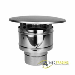 Dubbelwandig rookkanaal RVS, trekkende regenkap, Ø100-150