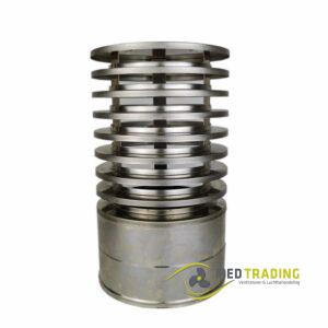 Dubbelwandig rookkanaal RVS, trekkende regenkap lamelle, Ø100/150